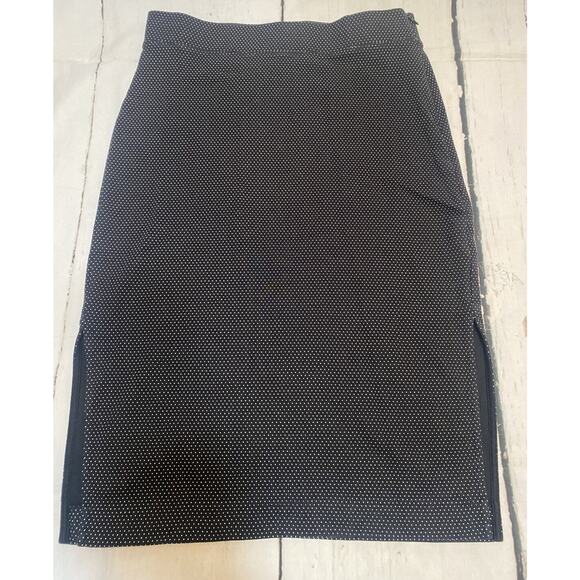 Gap‎ Polka Dot Pencil Midi Skirt Black White Stretch Waist Corpcore Womens XS - Picture 1 of 8